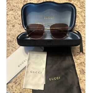 Gucci GG1183S NEW sunglasses gold metal  aviator frame/brown gradient lenses